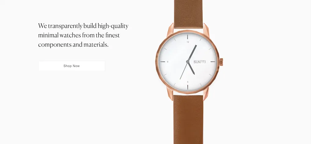 Great use of whitespace on website by Tinker Watches